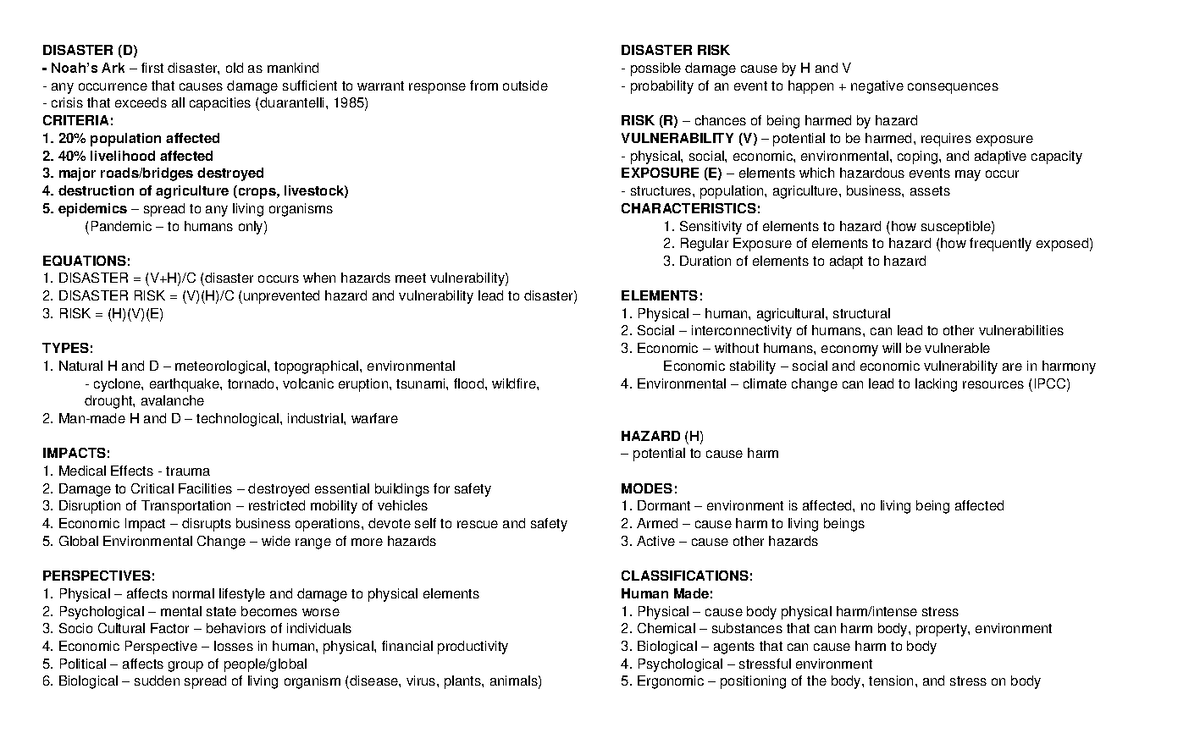 Disaster Readiness and Risk Reduction Reviewer - DISASTER (D) Noah’s ...