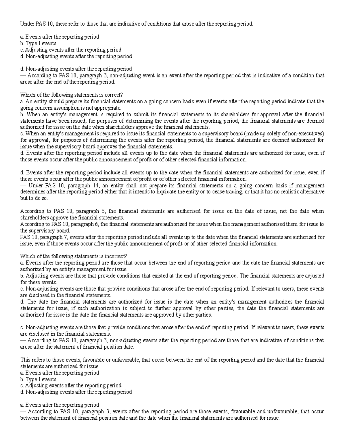 PAS 10 - PAS10 - Under PAS 10, these refer to those that are indicative ...