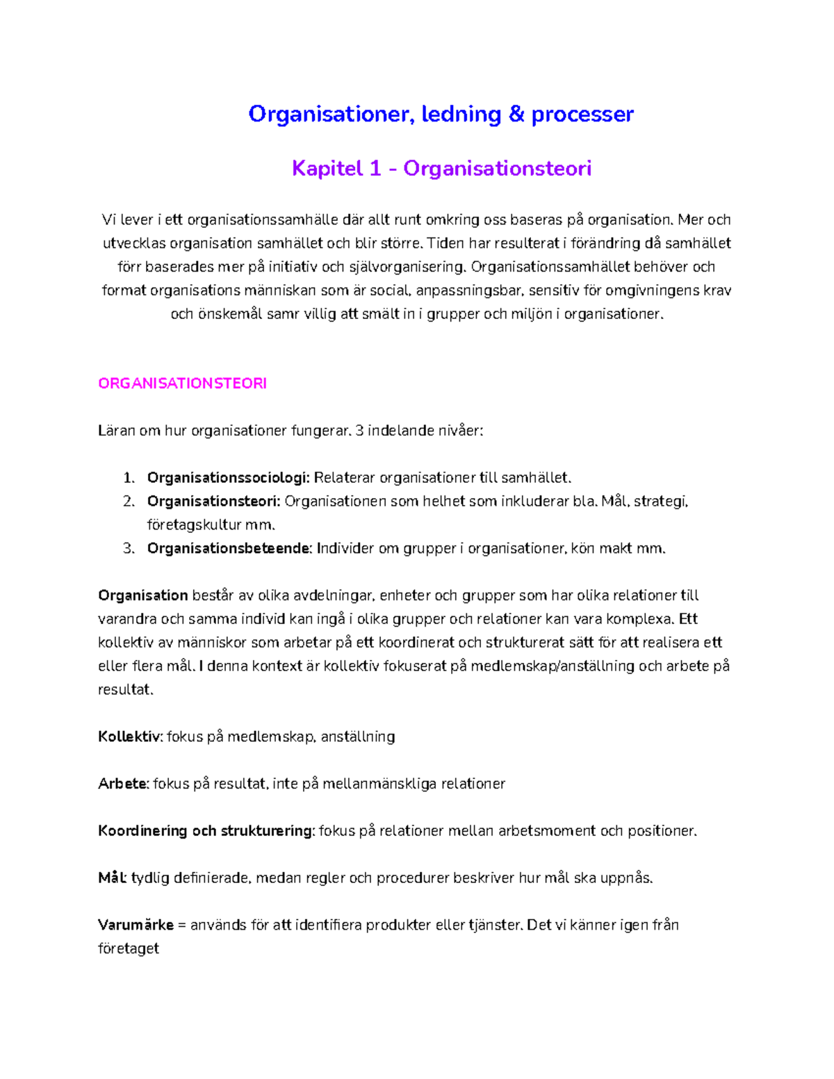 Organisationer, Ledning & Processer - Organisationer, Ledning ...