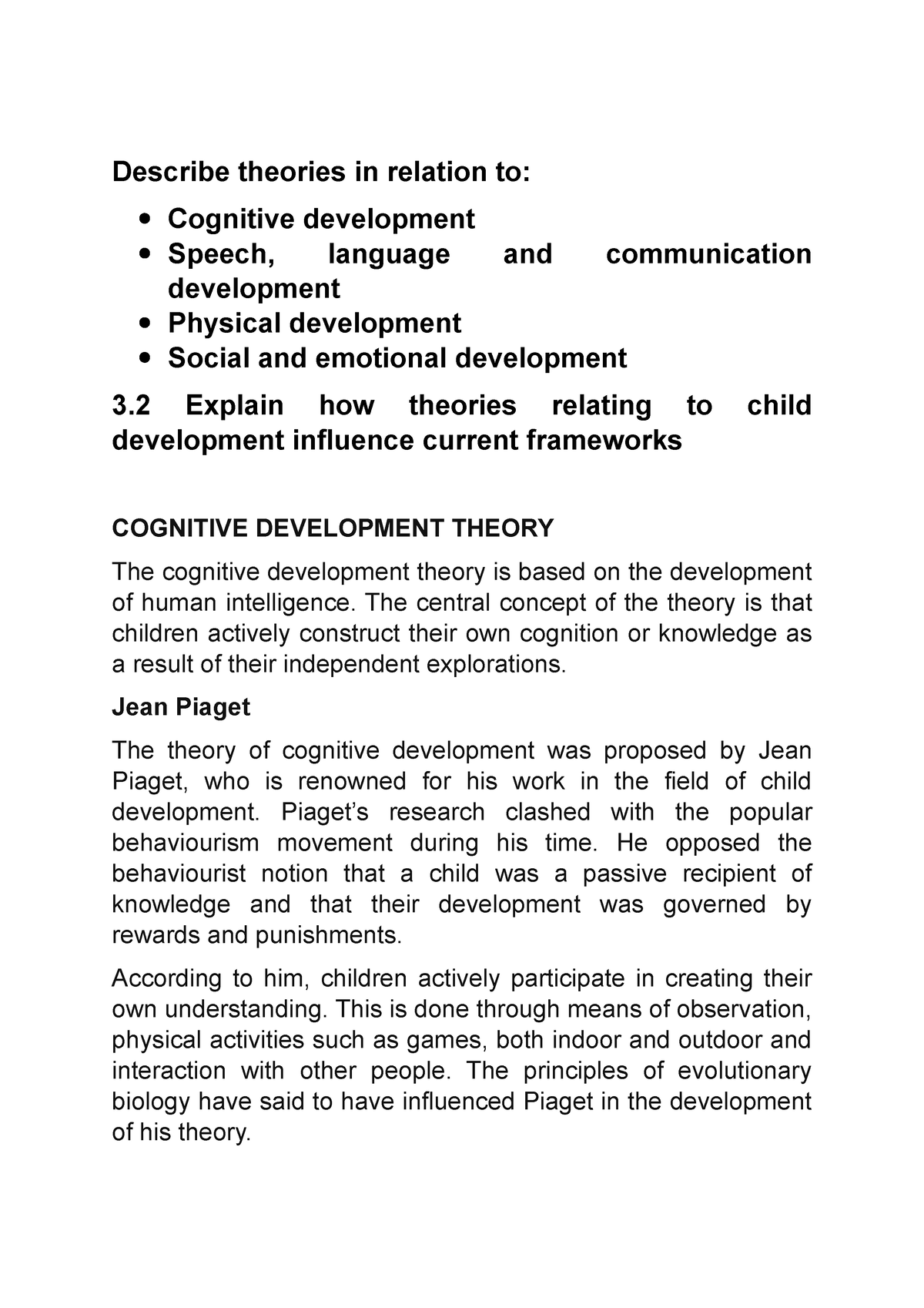 Theoretical perspectives in relation to cognitive development new arrivals