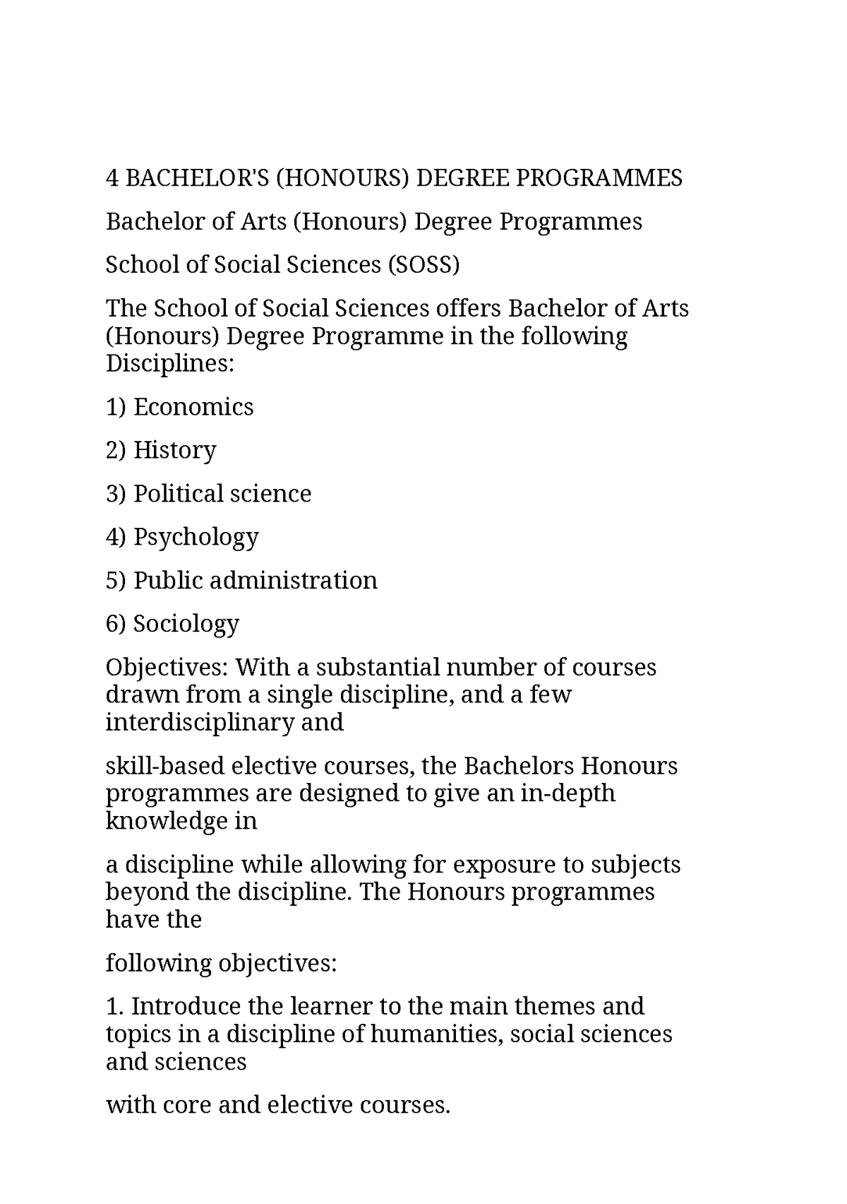 7 - Good - 4 BACHELOR'S (HONOURS) DEGREE PROGRAMMES Bachelor Of Arts ...