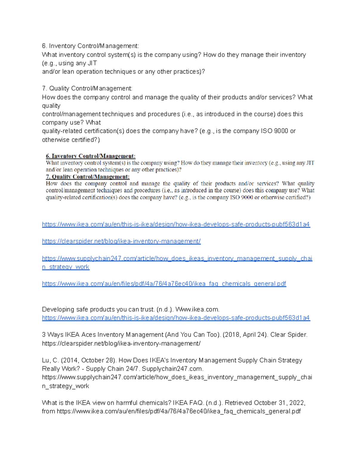 Ikea Enjoy Inventory Control/Management What inventory control