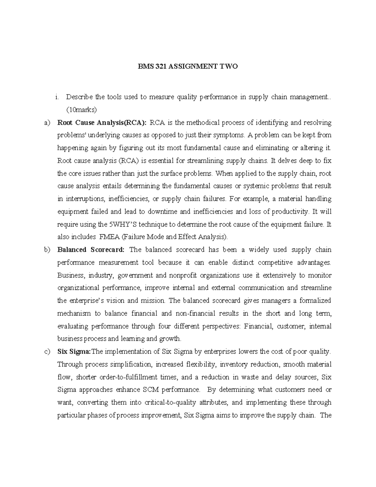 BMS32I Assignment TWO - BMS 321 ASSIGNMENT TWO i. Describe the tools ...