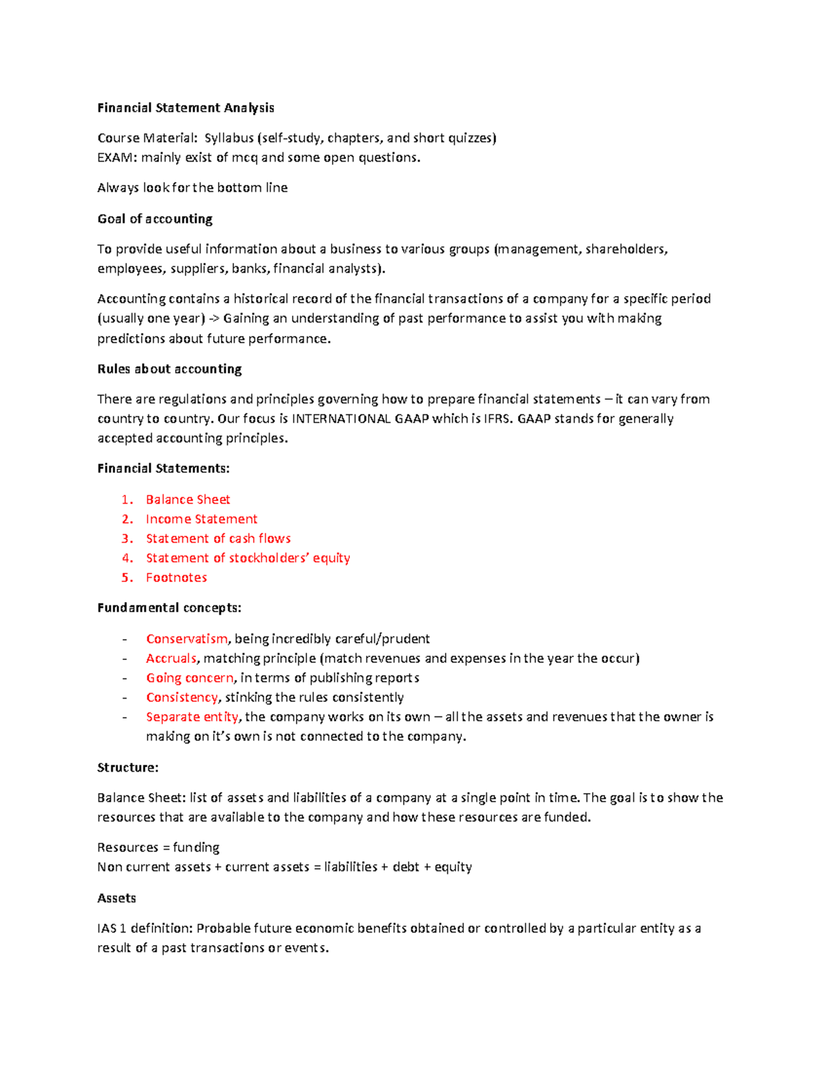 FSA Guide - Financial Statement Analysis Course Material: Syllabus ...
