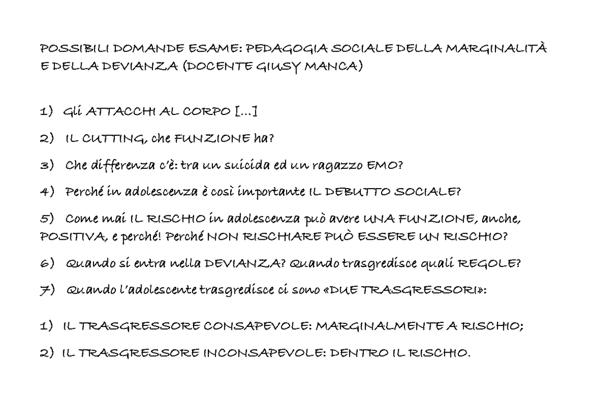 Pedagogia Sociale della Marginalità e della Devianza - POSSIBILI