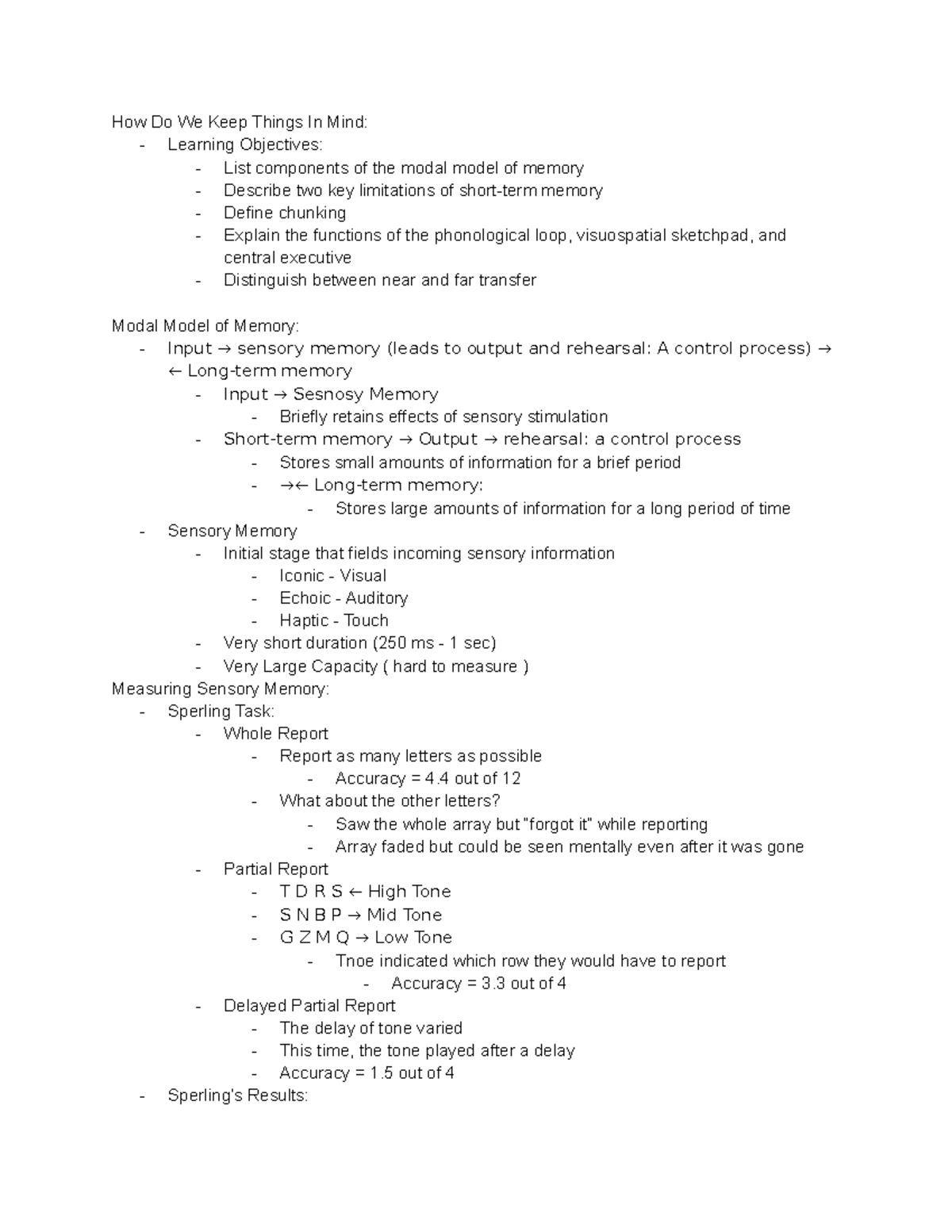 ShortTerm Memory Studocu