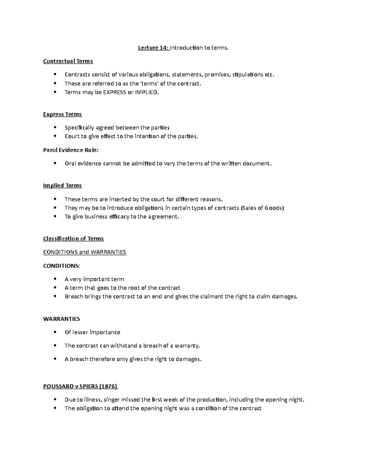 Lecture 13 - Introduction to terms - Contractual Terms Contracts ...