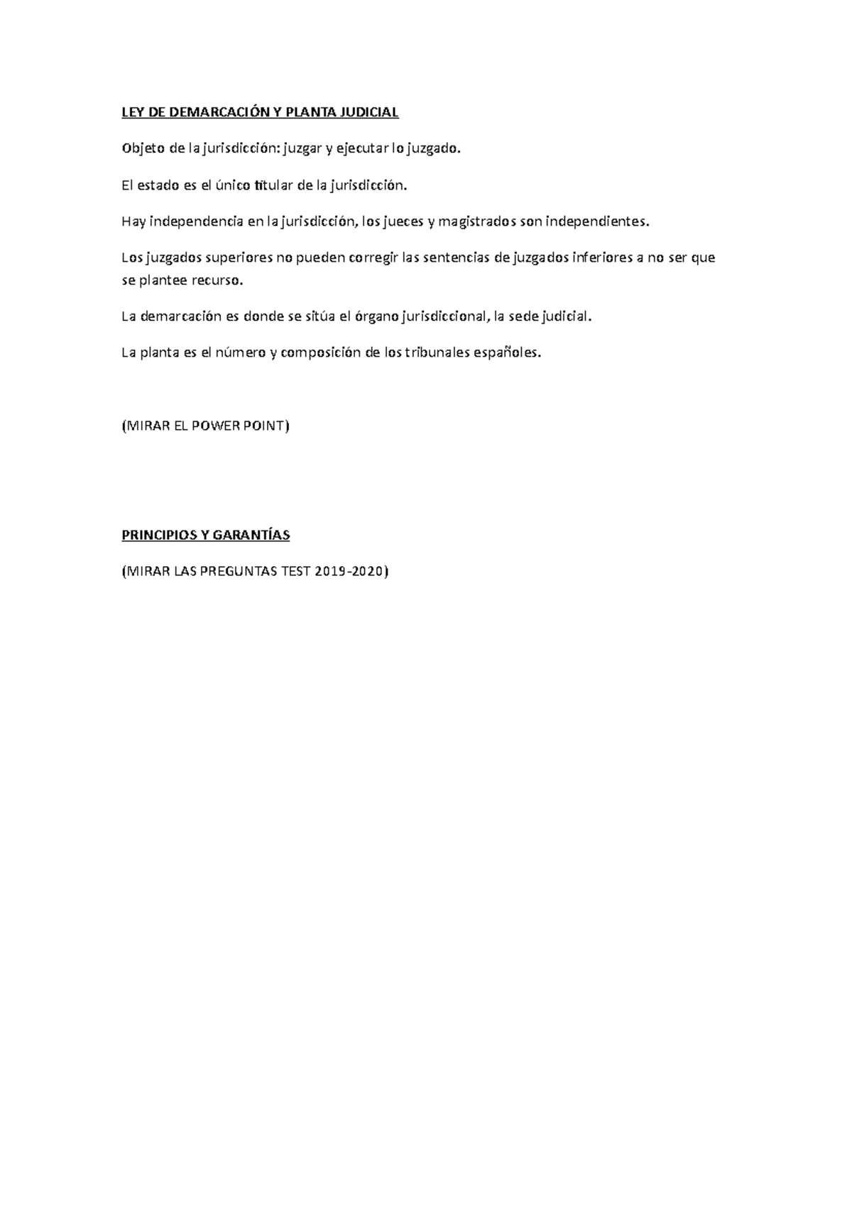 Procesal general apunts LEY DE DEMARCACIÓN Y PLANTA JUDICIAL Objeto de la jurisdicción Procesal general apunts LEY DE DEMARCACIÓN Y PLANTA JUDICIAL Objeto de la jurisdicción