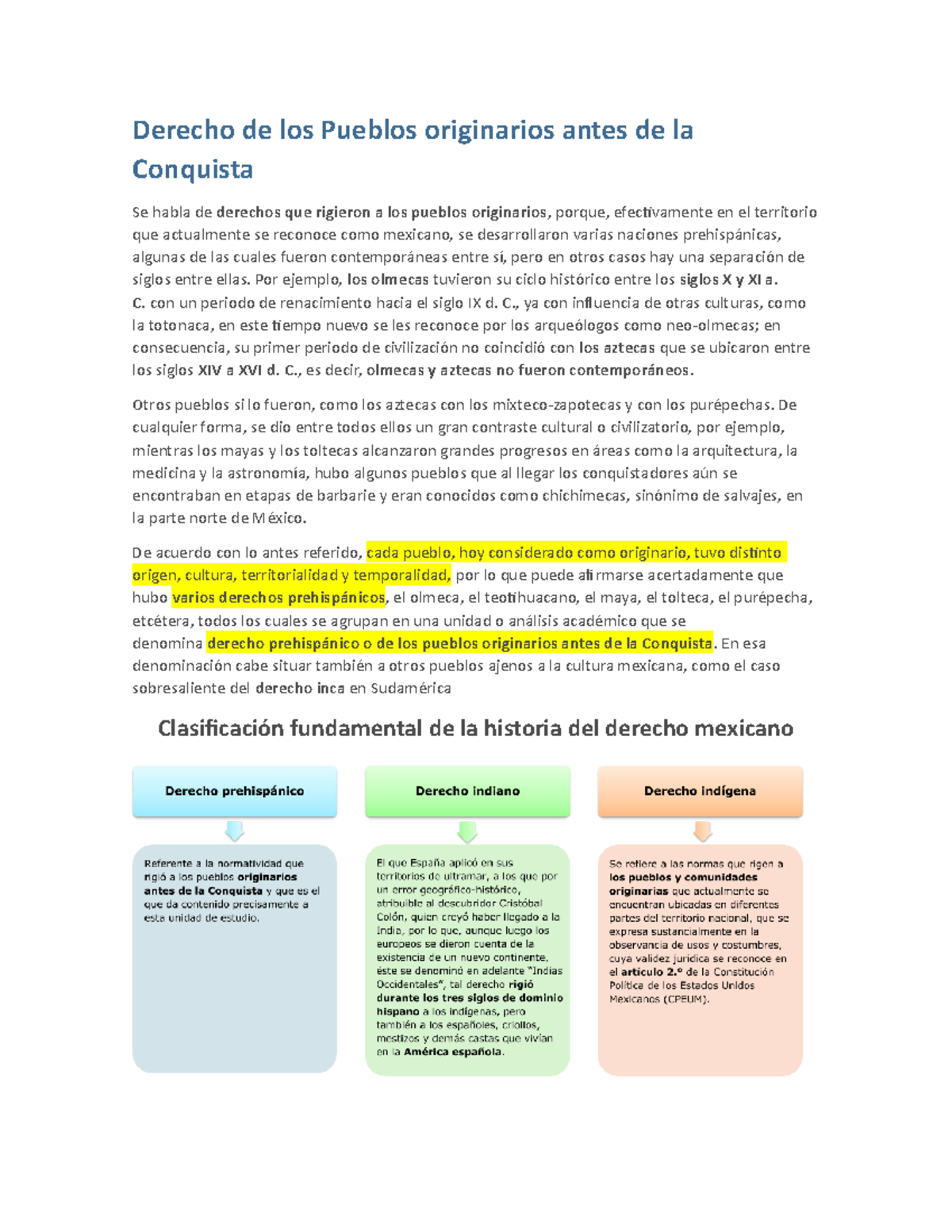 Derecho de los Pueblos originarios antes de la Conquista - Por ejemplo ...