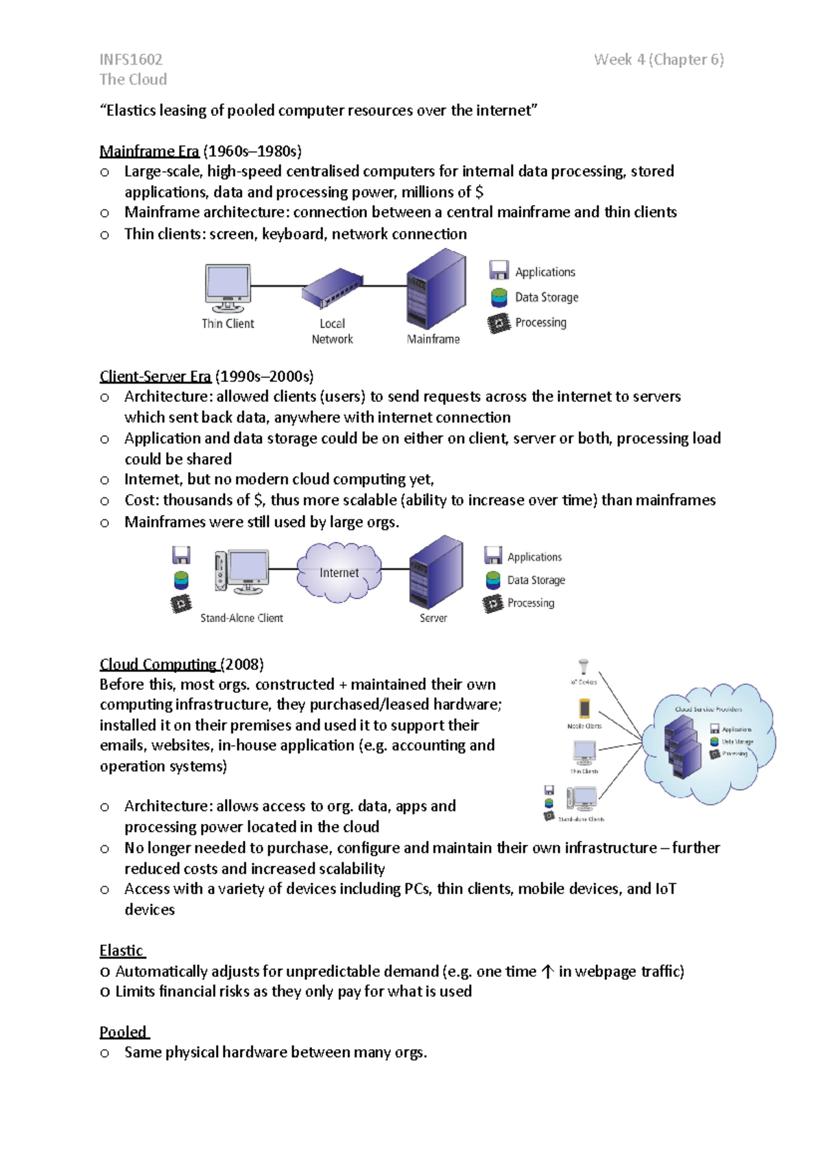 Chapter 6 - Cloud - The Cloud “Elasics leasing of pooled computer ...