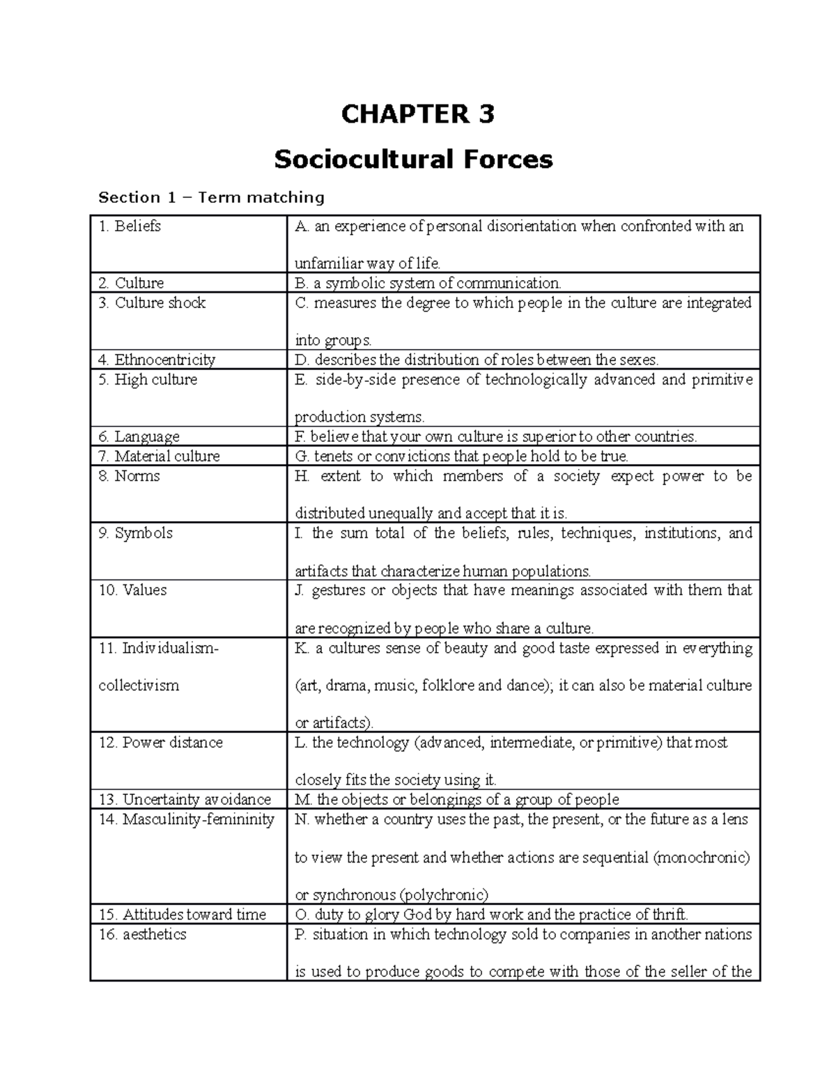 IB - Workbook Chapter 3 - CHAPTER 3 Sociocultural Forces Section 1 ...
