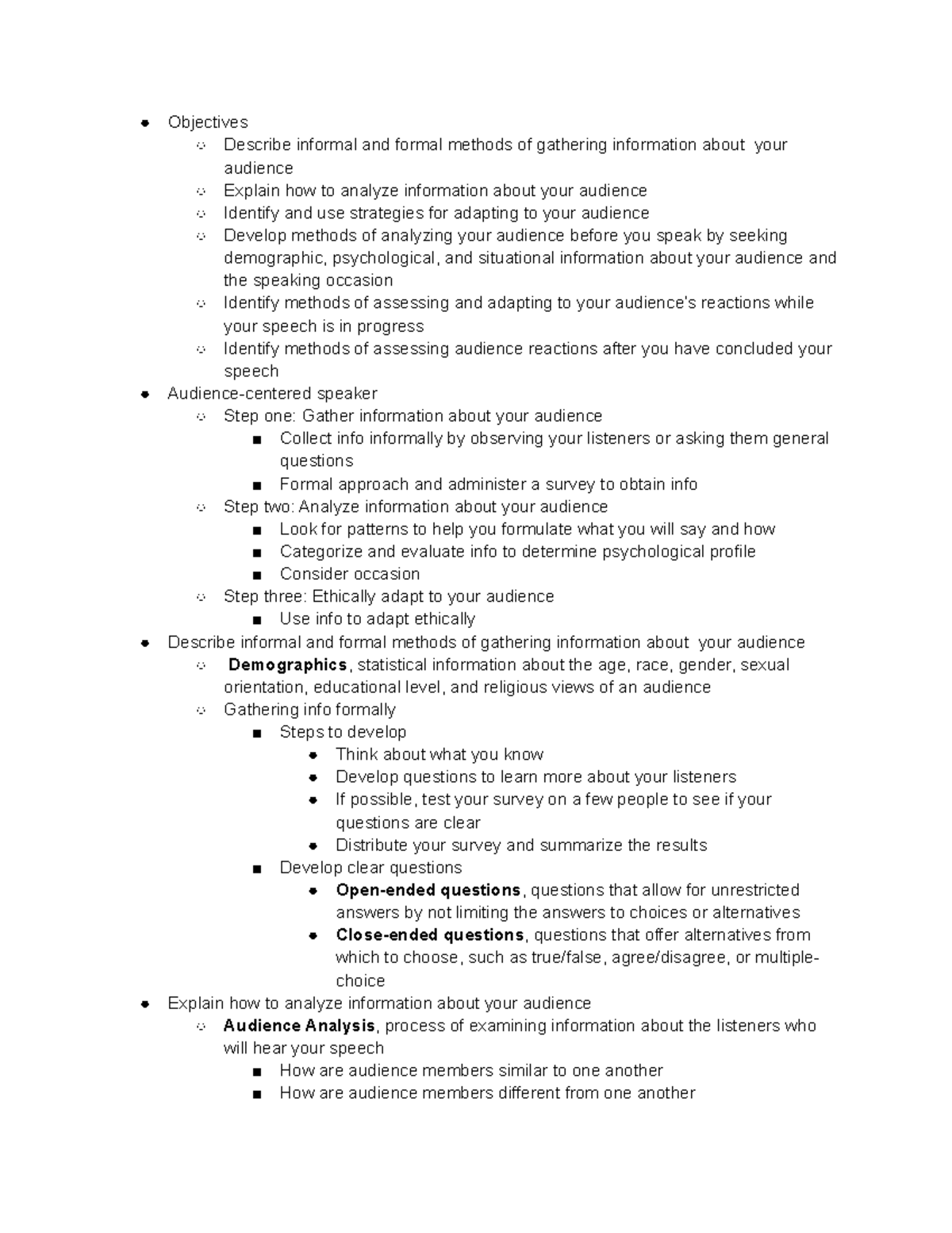 Chp. 5 - Analyzing your Audience - Objectives Describe informal and ...