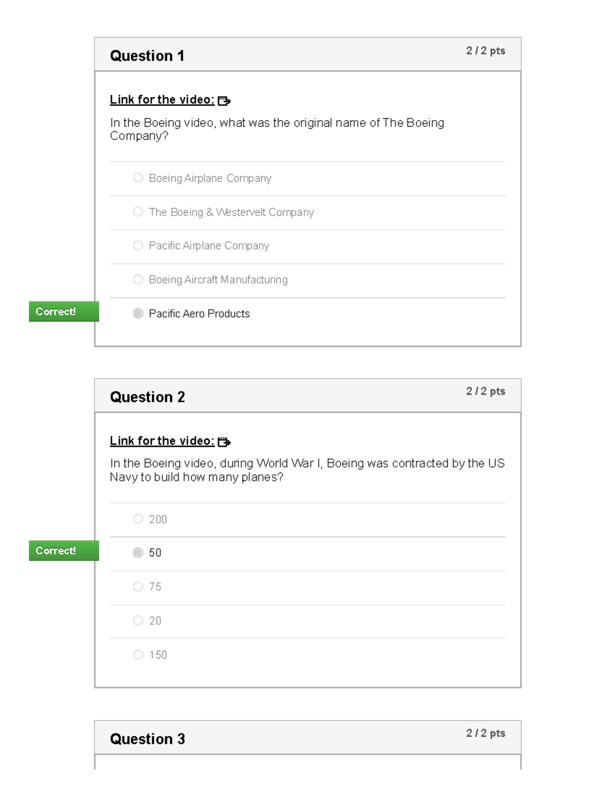Part X Pacific Northwest Video Quiz 2 The Boeing Company - Question 1 2 ...