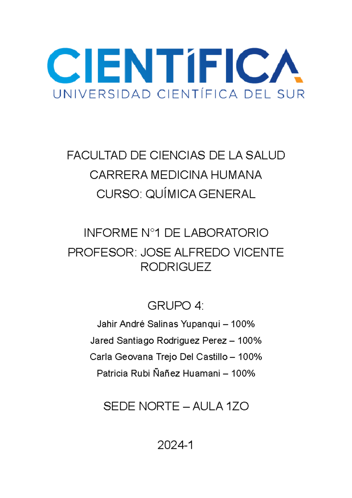 Informe 1 quimica general - FACULTAD DE CIENCIAS DE LA SALUD CARRERA ...