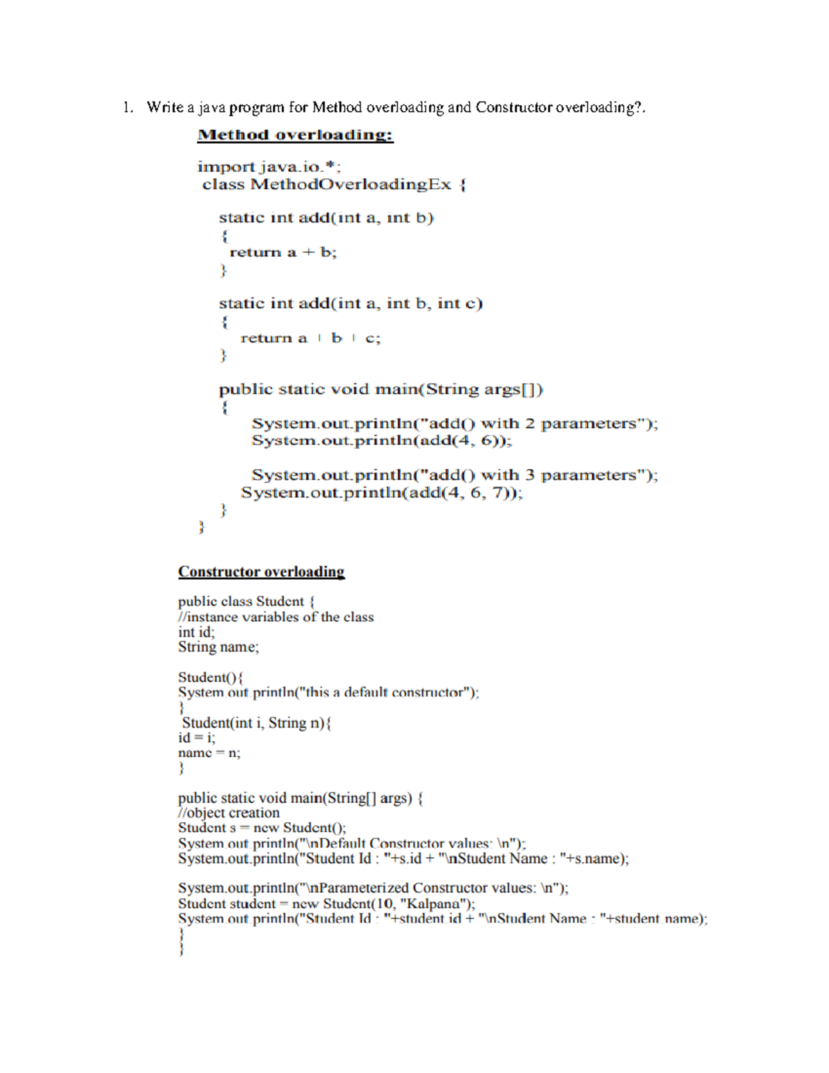 SOLUTION: Java method overloading - Studypool