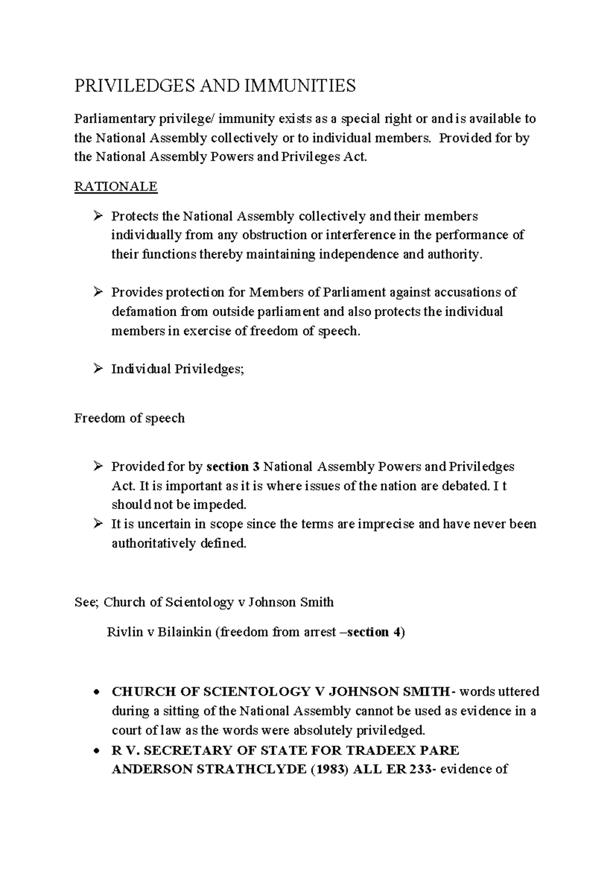 Priviledges AND Immunities - PRIVILEDGES AND IMMUNITIES Parliamentary ...