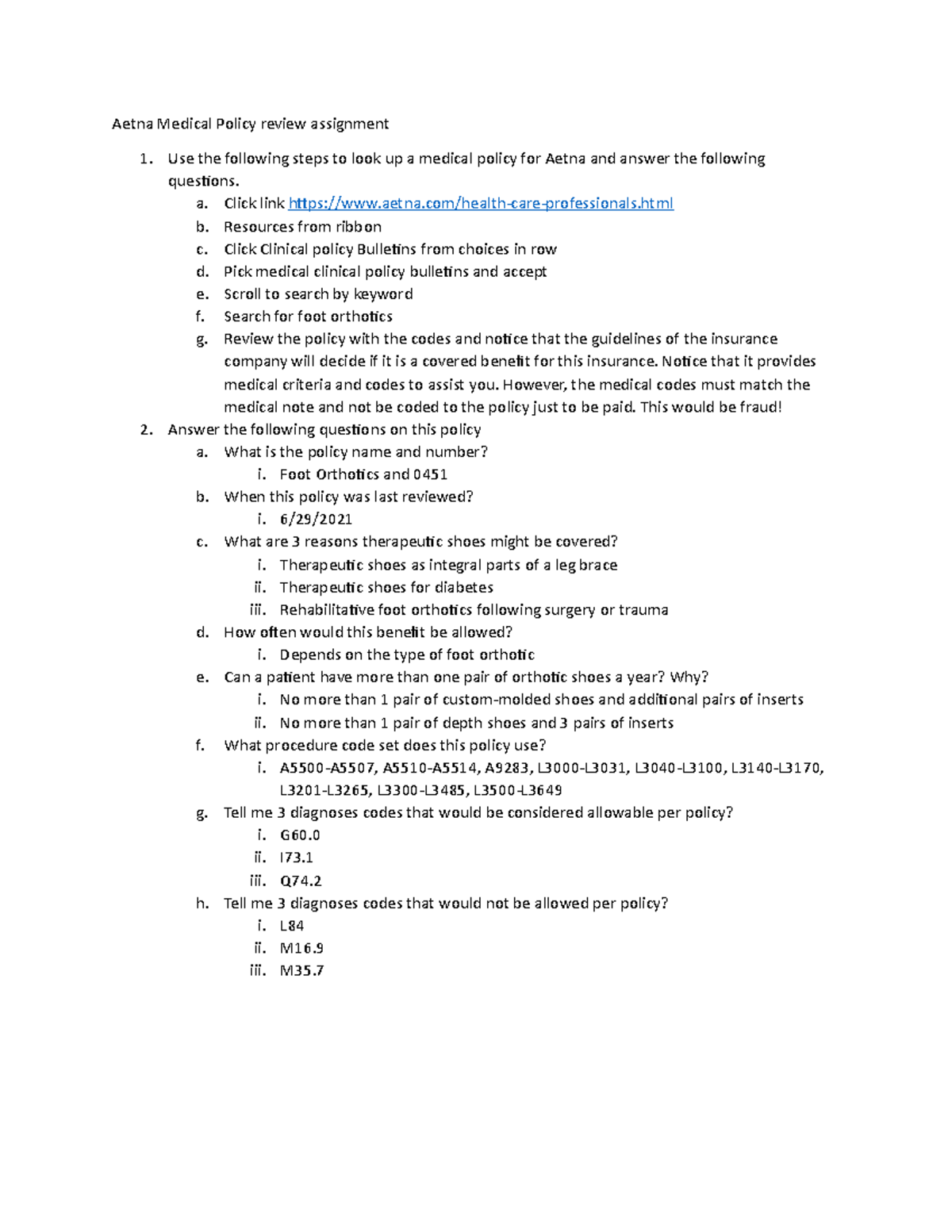 HIM202L Aetna Aetna Medical Policy review assignment Use the