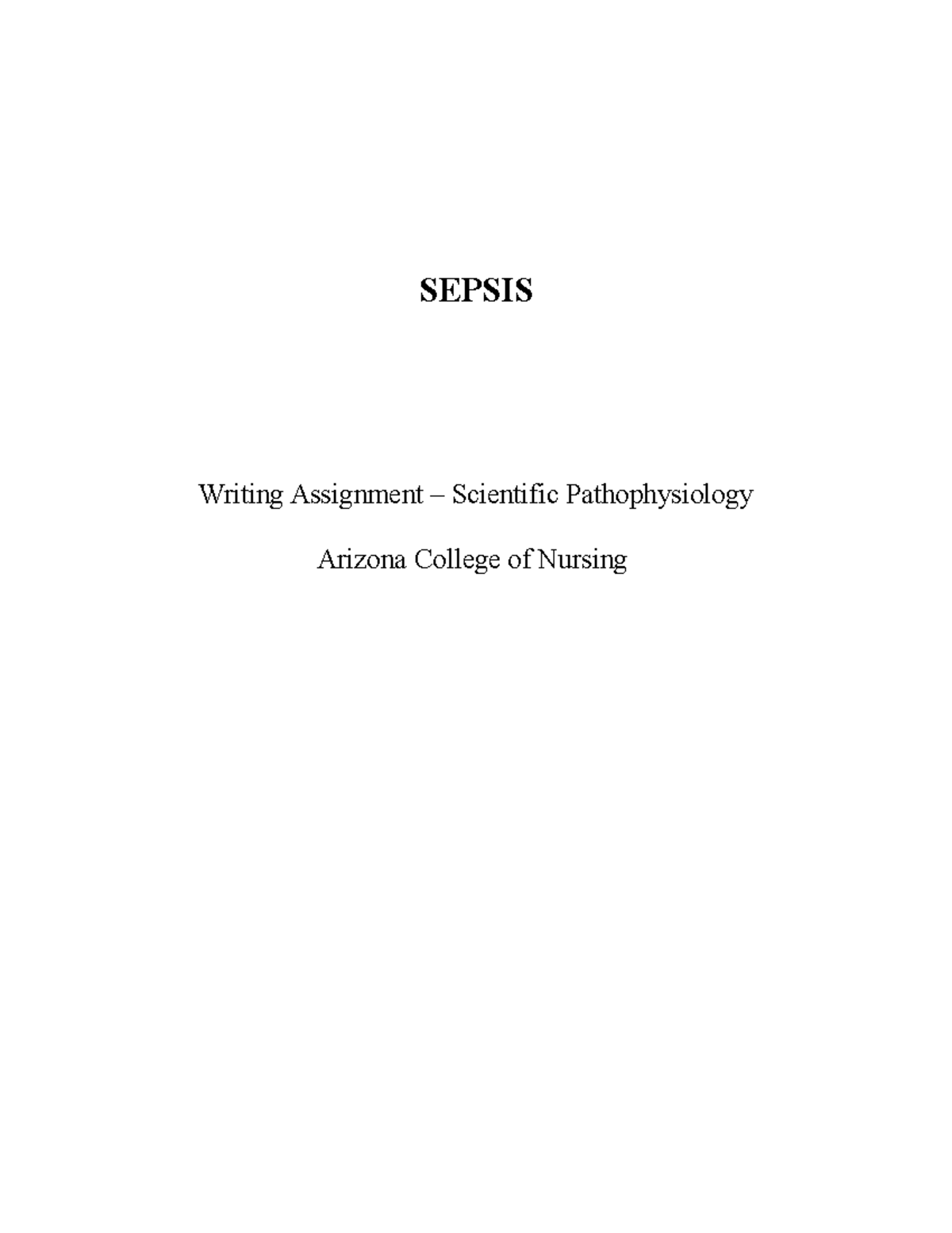 nursing essay on sepsis