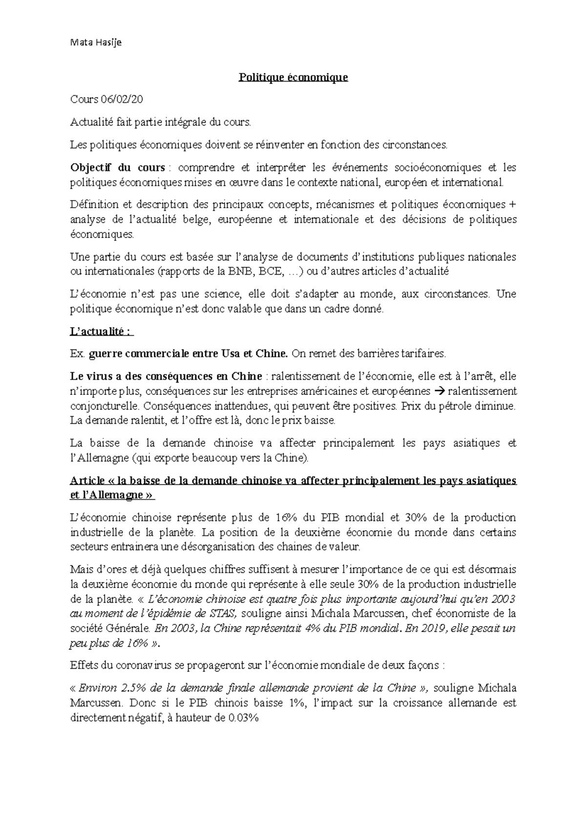 Politique économique il n'y a pas tous les chapitres Politique