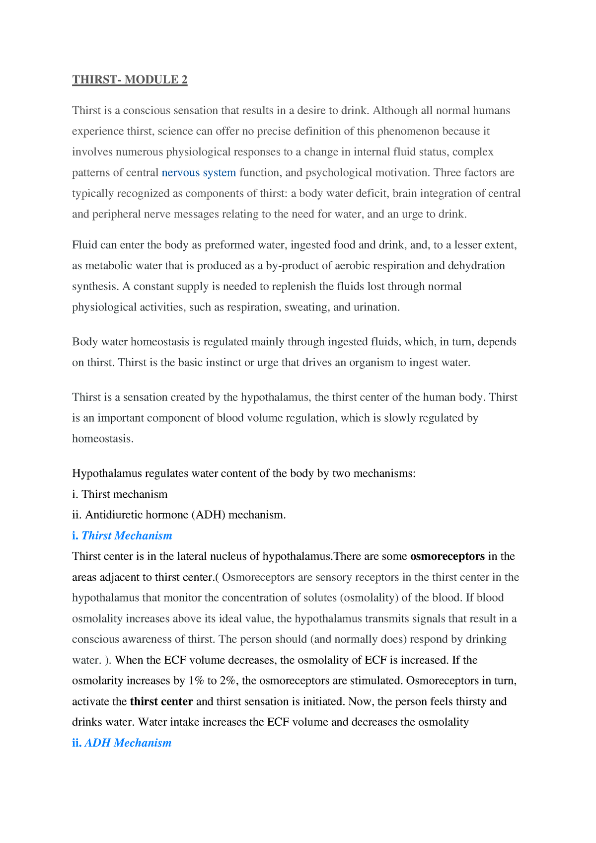 thirst-module-2-physiology-notes-thirst-module-2-thirst-is-a