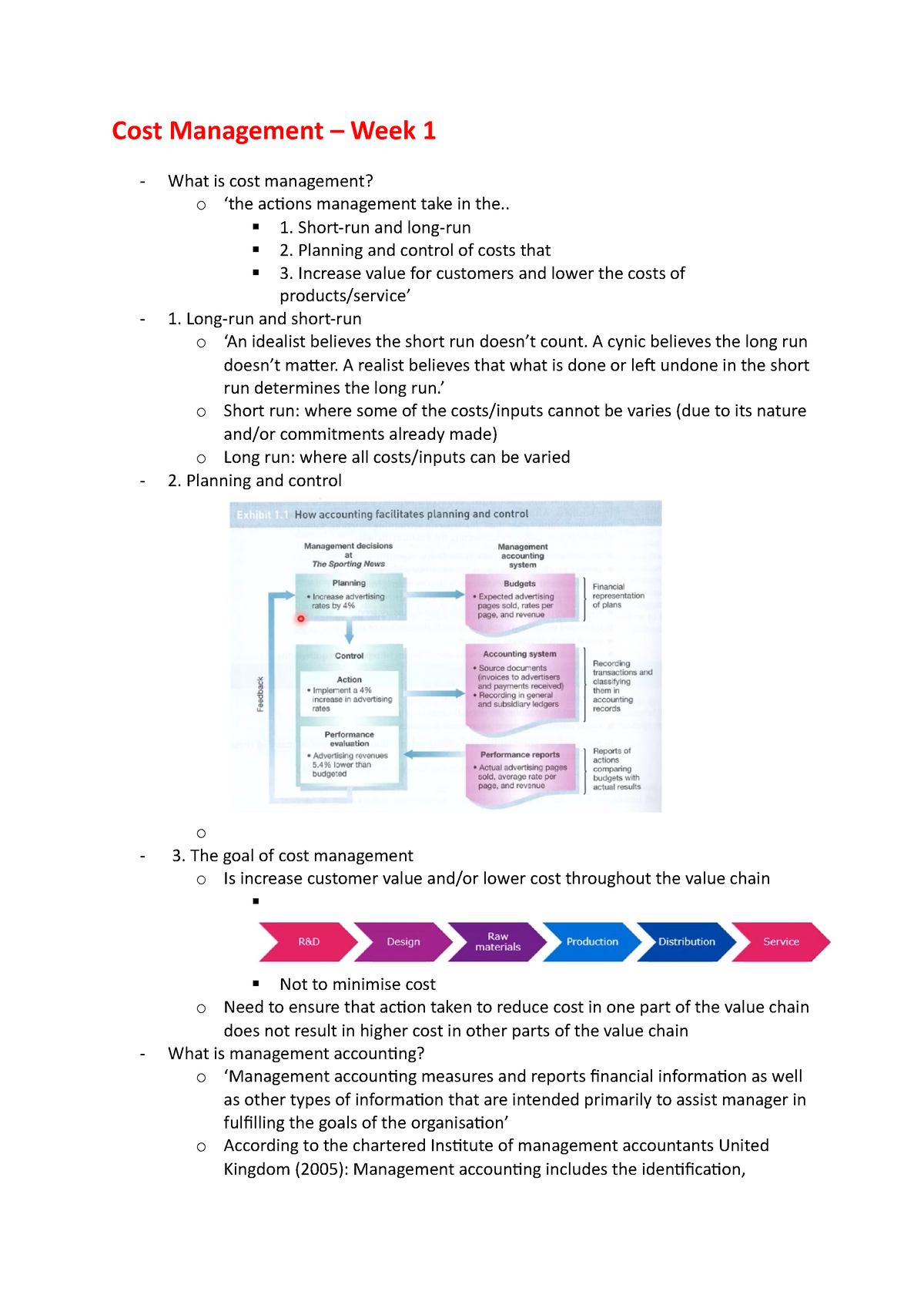 literature review cost management