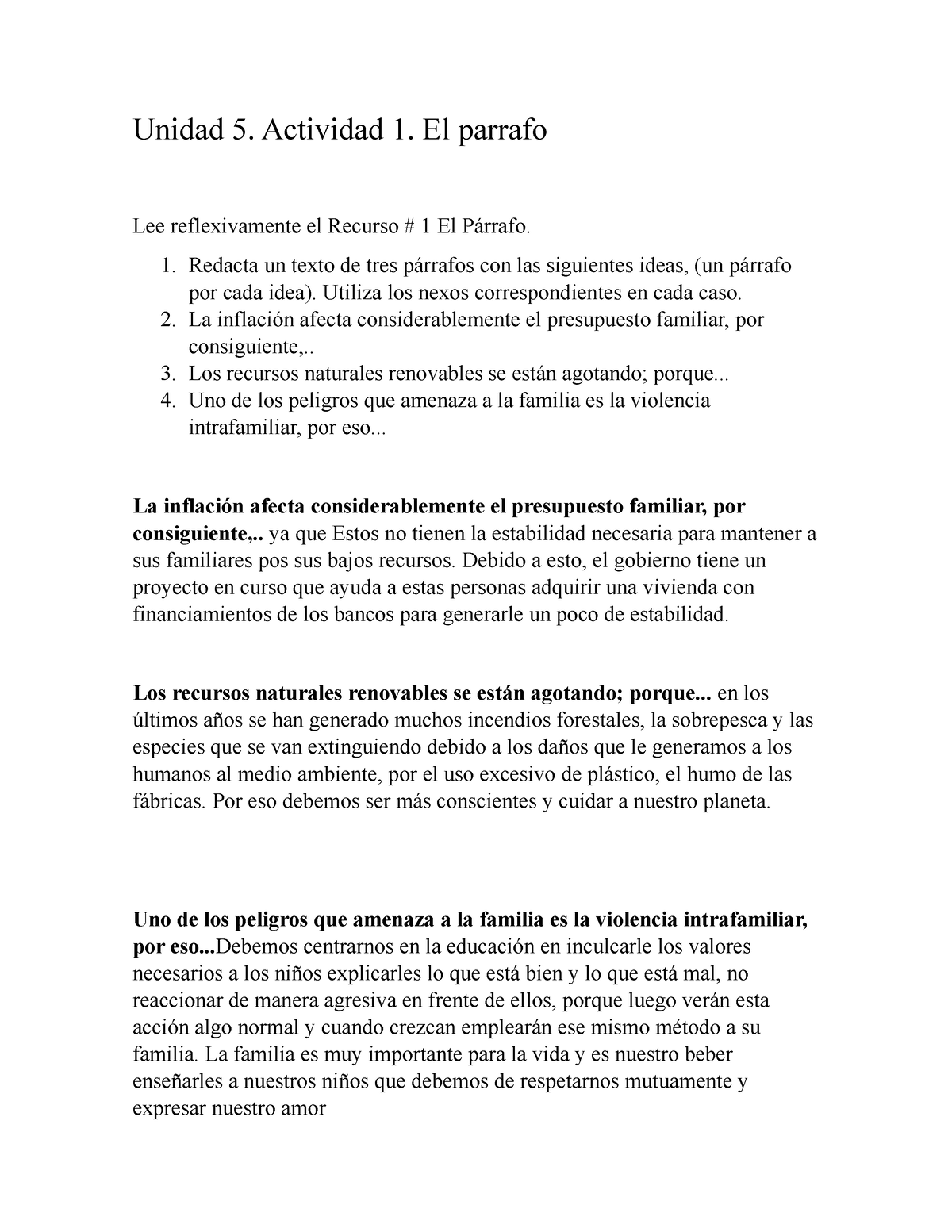 Unidad 5 Actividad 1 El Parrafo Unidad 5 Actividad 1 El Parrafo Lee Reflexivamente El 