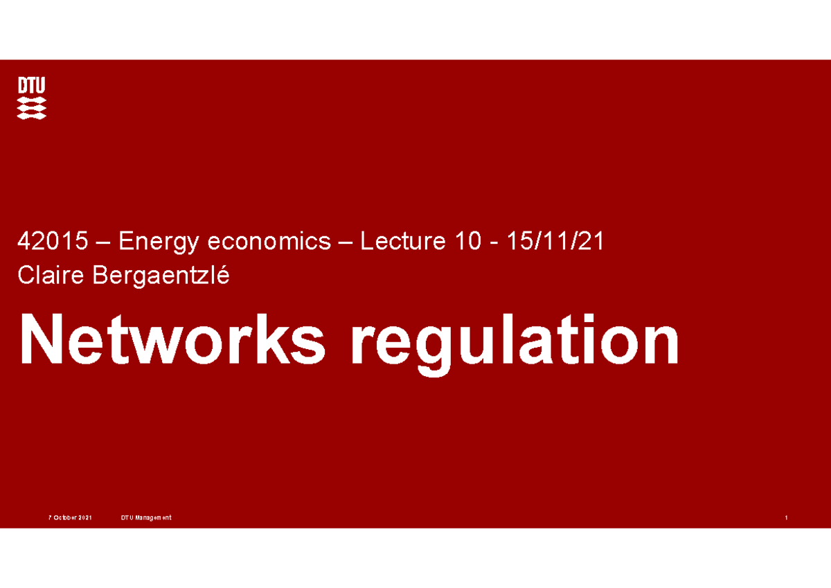 Lect10 tariffs and network regulations - Networks regulation 42015 ...
