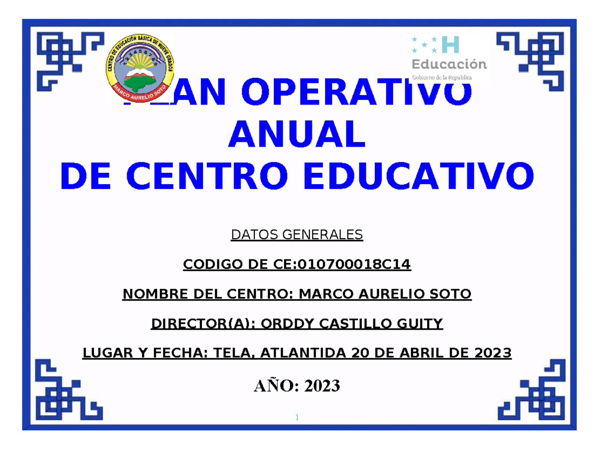 POA 2023 Marco Aurelio SOTO 010700018 C14 - PLAN OPERATIVO ANUAL DE ...