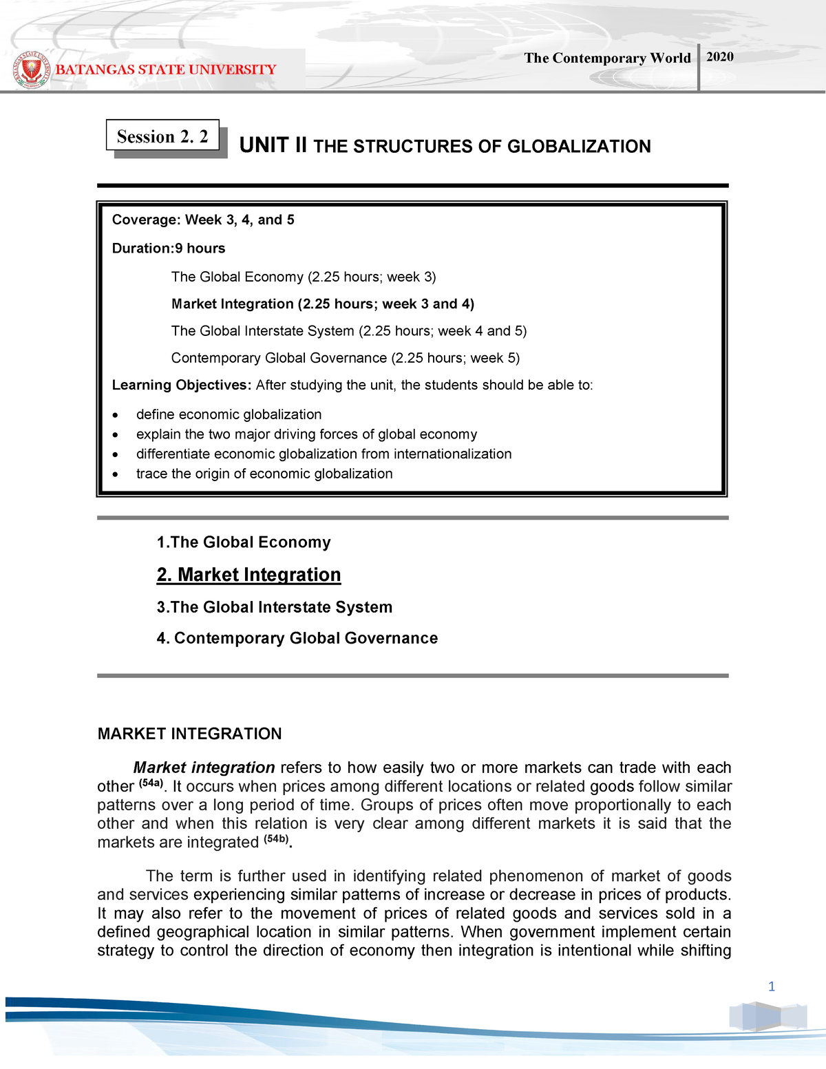 Lesson 2 - CONTEMPORARY ARTS GLOBALIZATION - UNIT II THE STRUCTURES OF ...