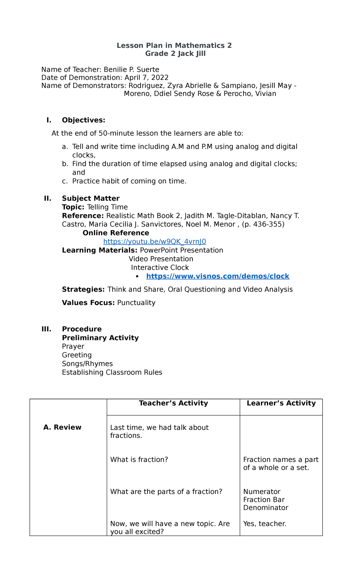 Lesson Plan In Math 2 Final Detailed Lesson Plan In Mathematics 2 