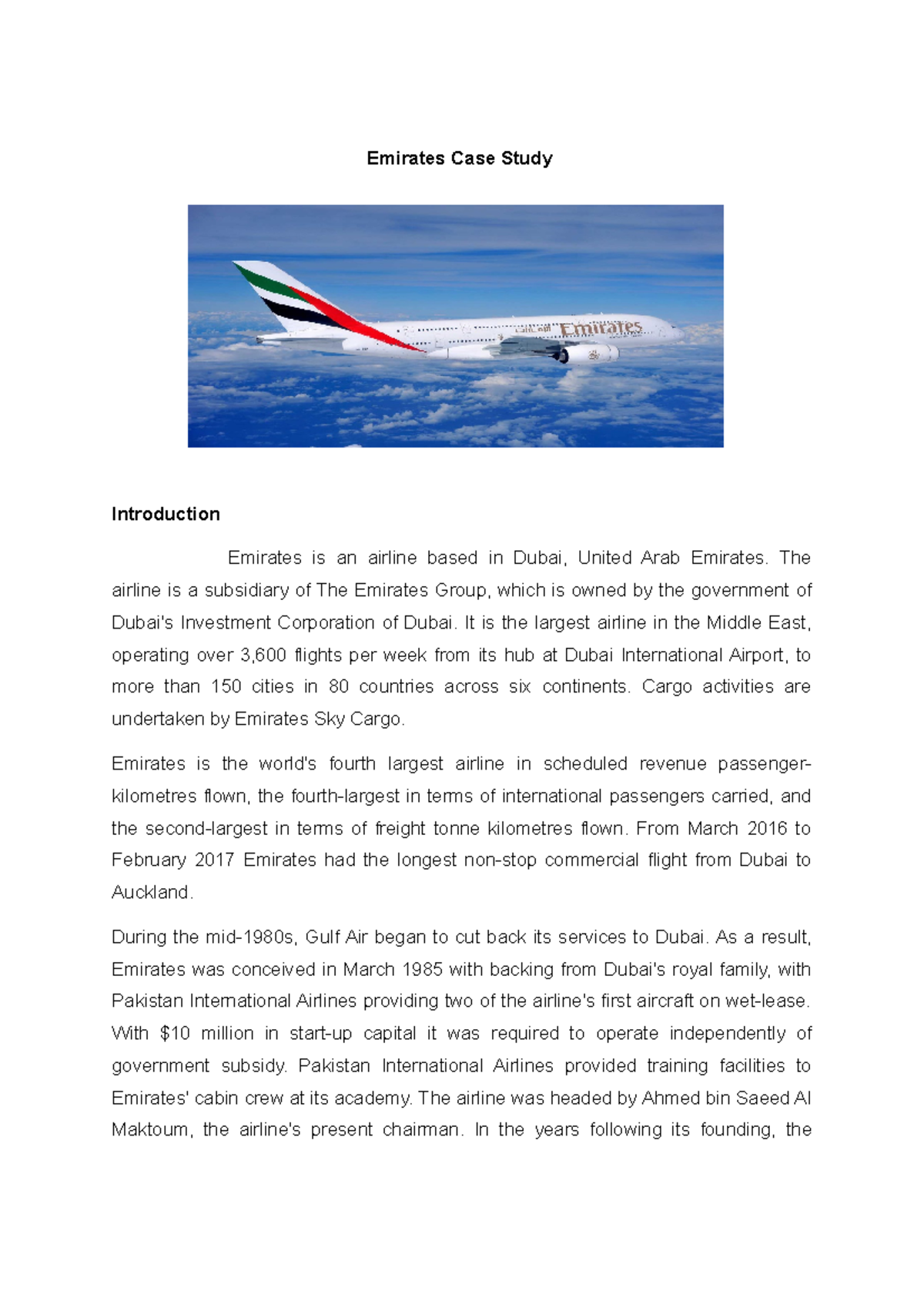 emirates case study answers