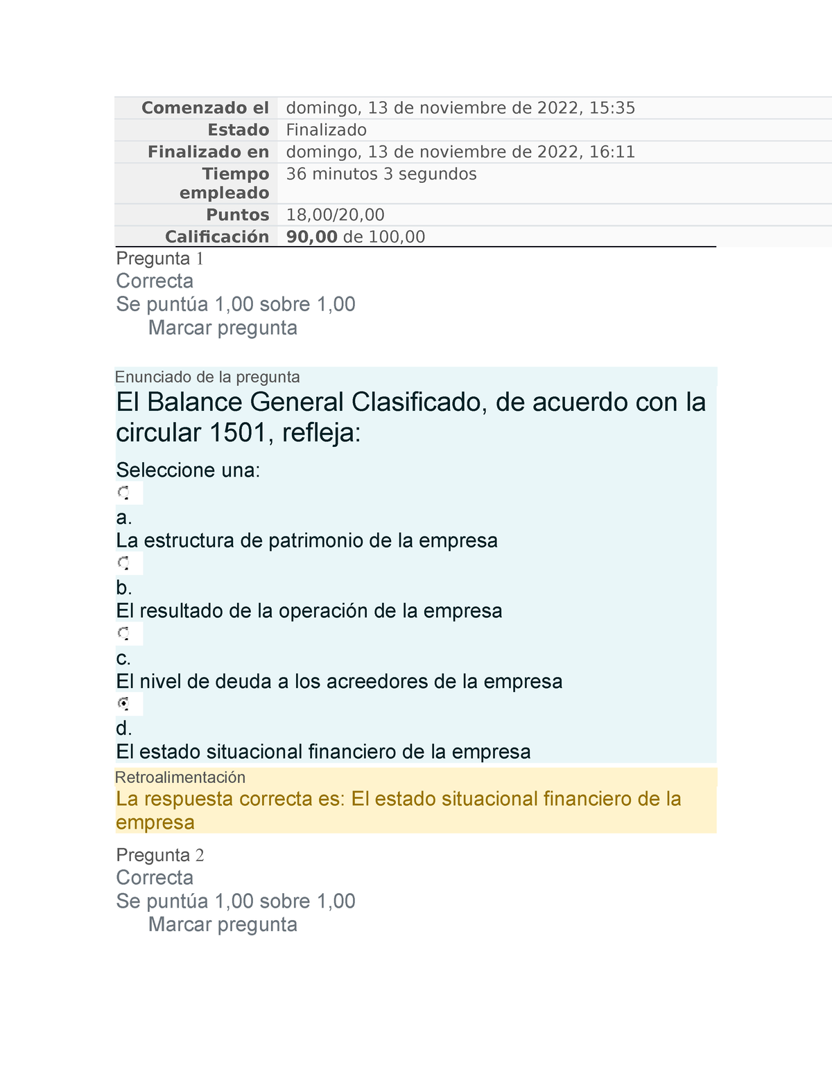 Examen Analisis Contable Comenzado El Domingo 13 De Noviembre De 2022 15 Estado Finalizado 3498