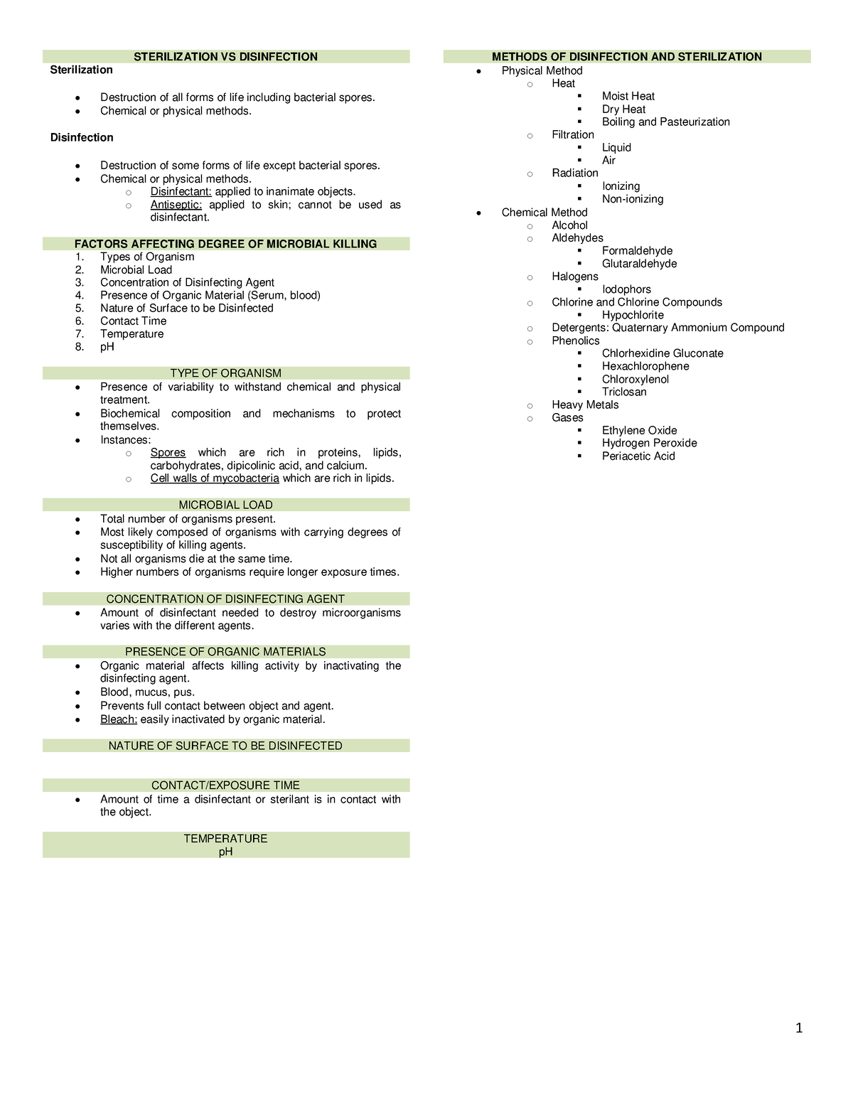 Microbial Control and Safety and Supp - STERILIZATION VS DISINFECTION ...