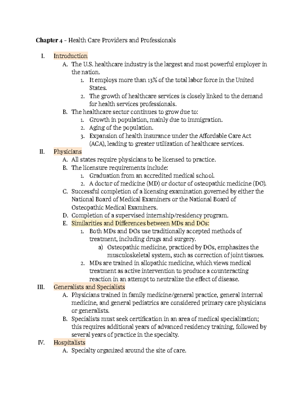PUBH233 Chapter 4 David Woodrum Chapter 4 Health Care Providers