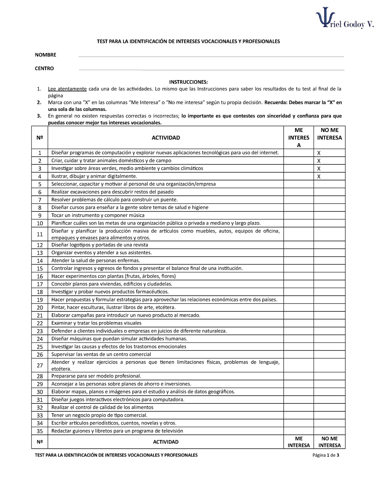 TEST DE Intereses Vocacionales Para La Orientación Educativa - TEST ...