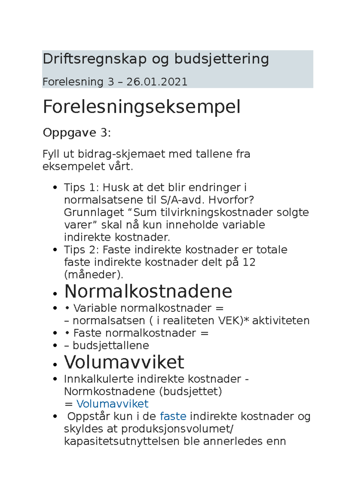 3 3 3 Driftsregnskap Og Budsjettering Forelesning 3 – 26.01.2021 ...