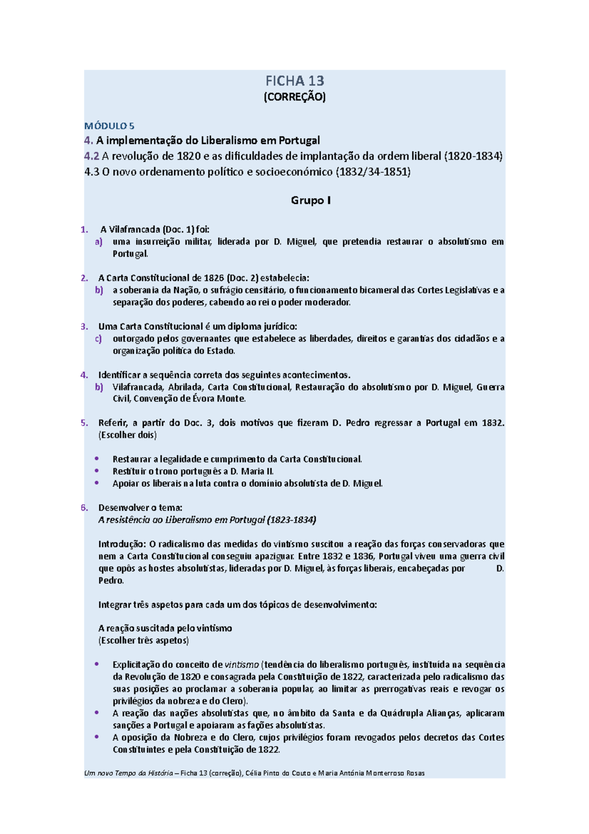 Correção da ficha 13 do caderno de atividades 11ºano "um novo tempo da ...