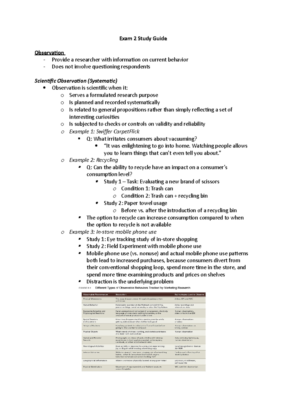 Exam 2 Study Guide - Exam 2 Study Guide Observation - Provide a ...