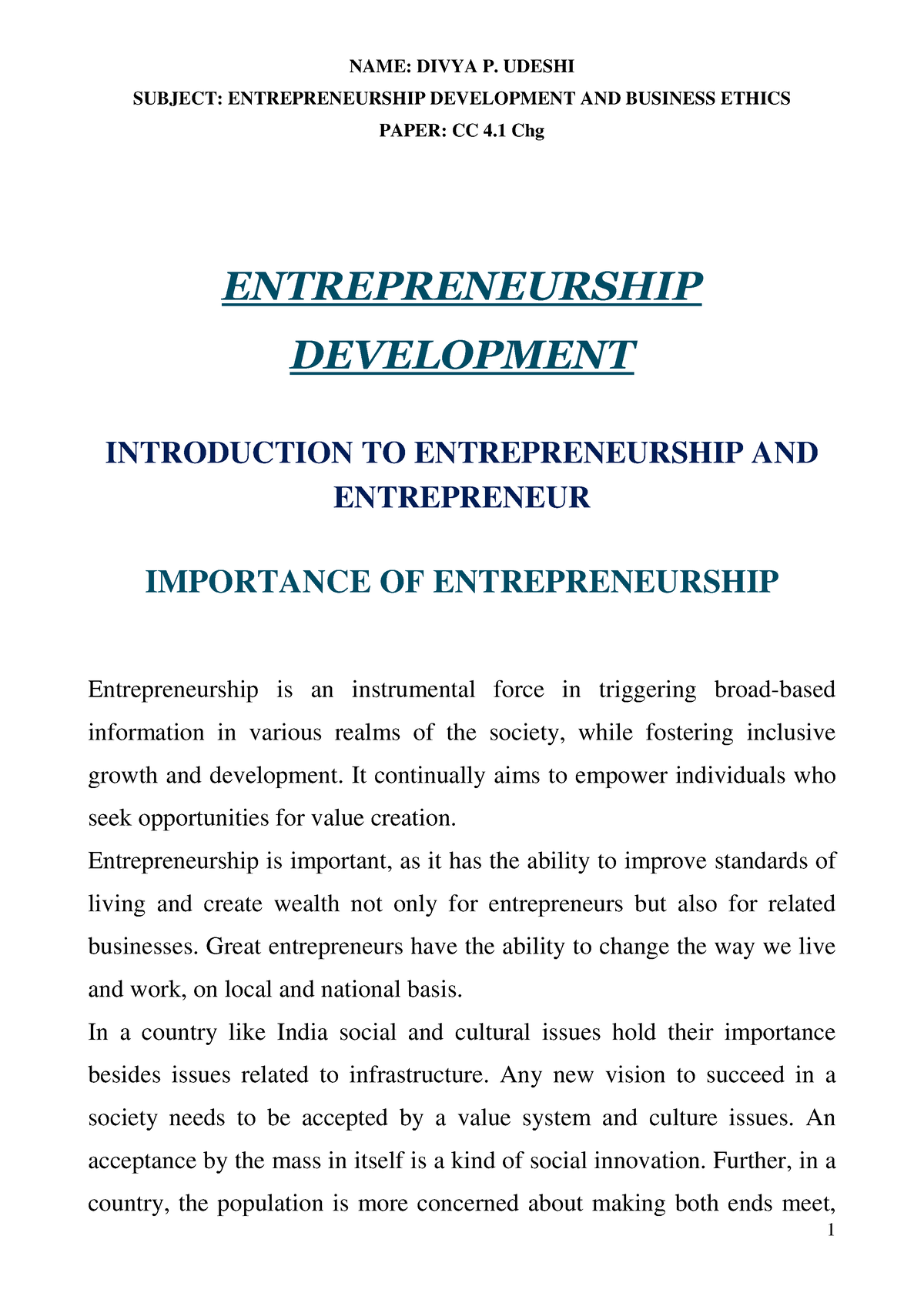 essay on entrepreneurship and role of municipal corporation