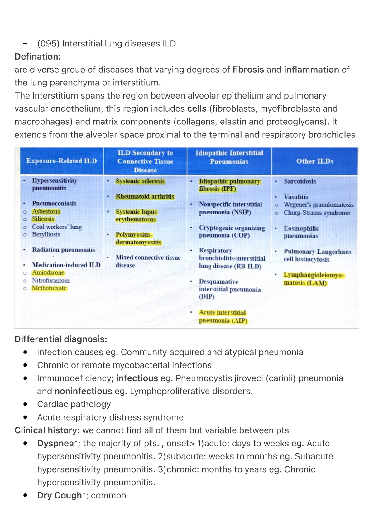 Pulmonology- Interstitial Lung Diseases (ILD) - – (095) Interstitial ...