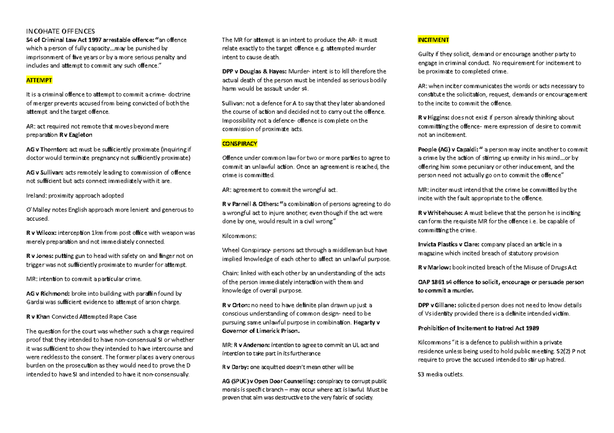 incohate-offences-incohate-offences-s4-of-criminal-law-act-1997