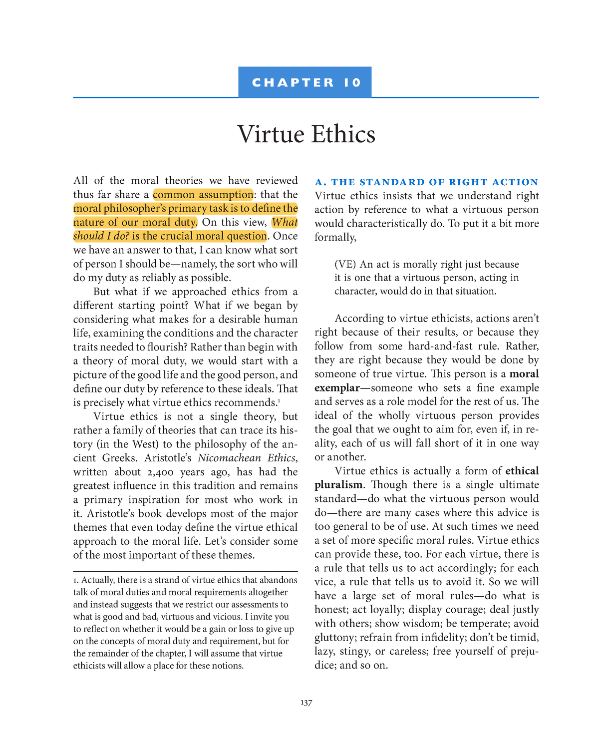 Virtue Ethics - C H A P T E R 1 0 Virtue Ethics All Of The Moral ...