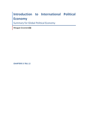 IPE - Introduction To International Political Economy - Chapter 1 What ...