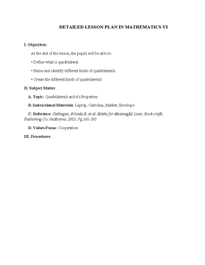 1 Detailed Lesson PLAN IN Mathematics VI - DETAILED LESSON PLAN IN ...