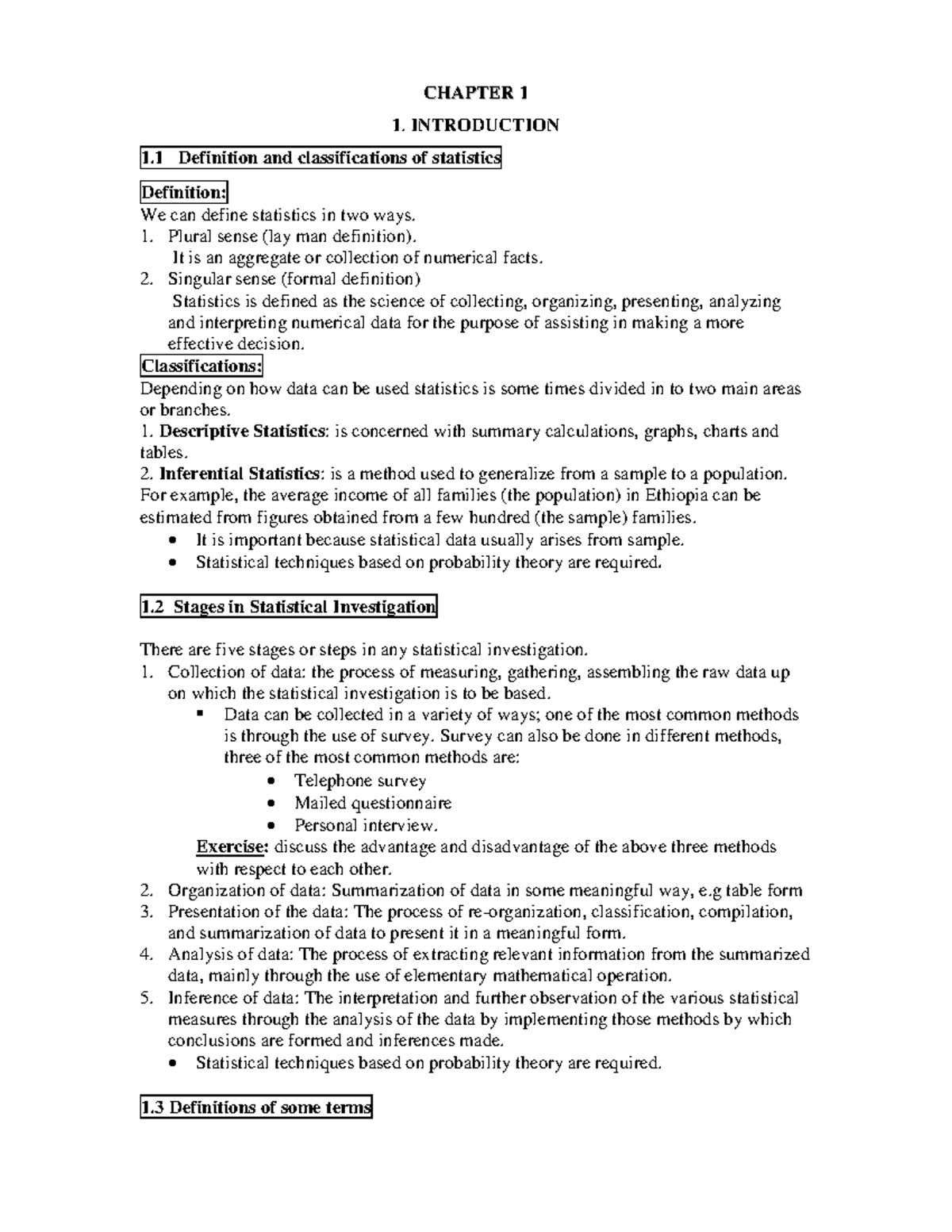 Basic statistics - best notes for students - CCHHAAPPTTEERR 11 1 ...