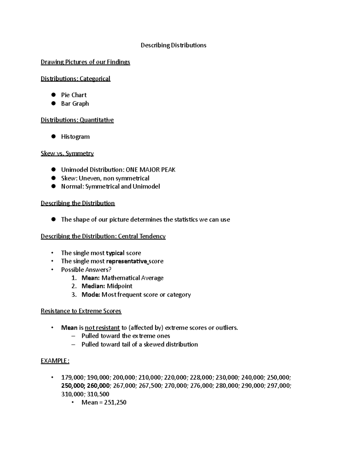 Describing Distributions - Describing Distributions Drawing Pictures of ...