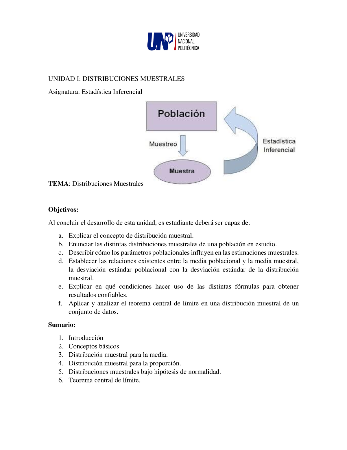 Distribuciones Muestrales - Estadistica Aplicada - UPOLI - Studocu