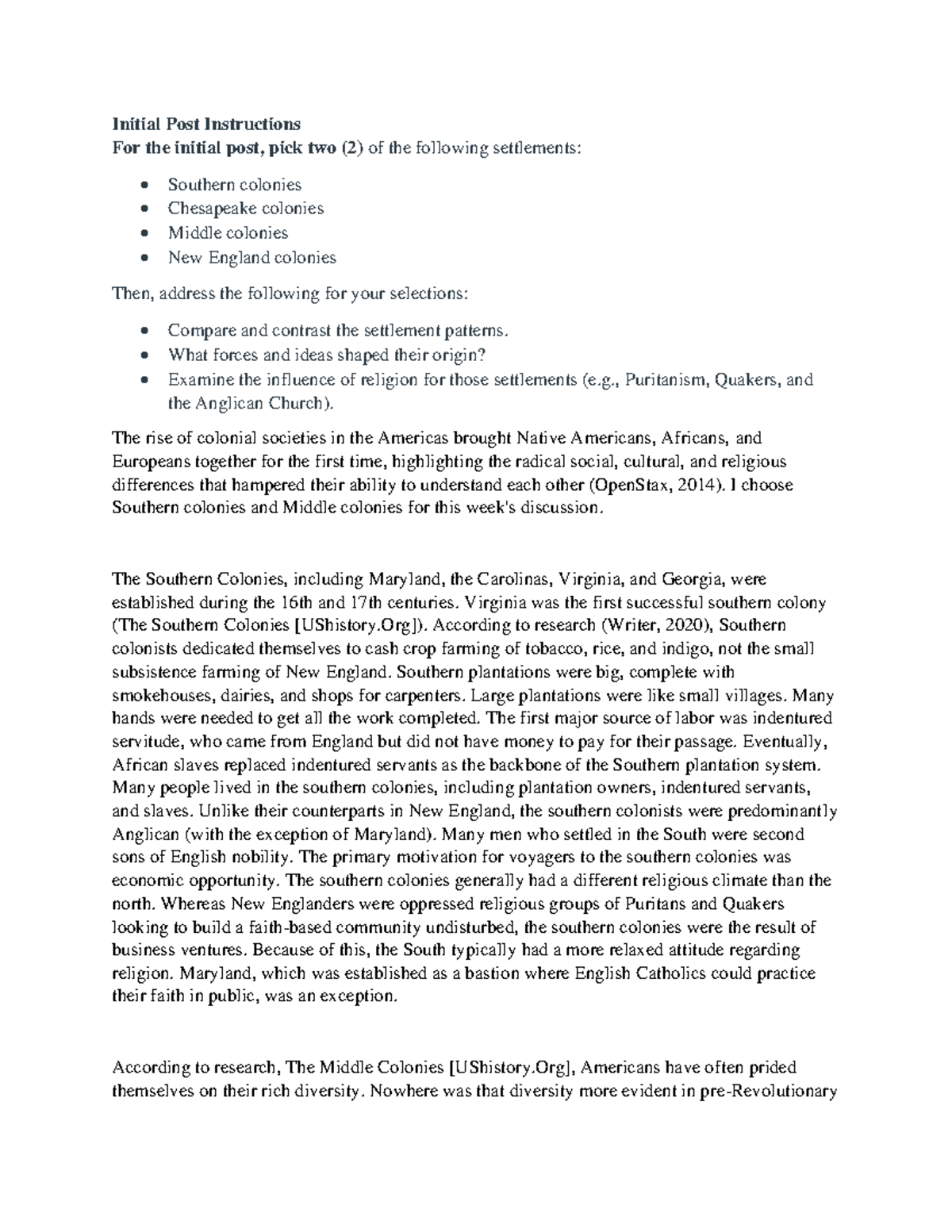 Topic week 1 - Week 1 discussion - Initial Post Instructions For the ...