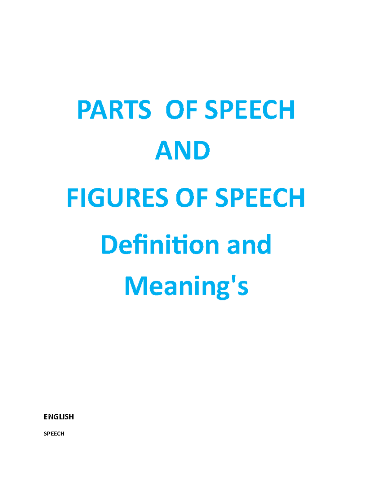 Parts OF Speech-WPS Office - PARTS OF SPEECH AND FIGURES OF SPEECH ...