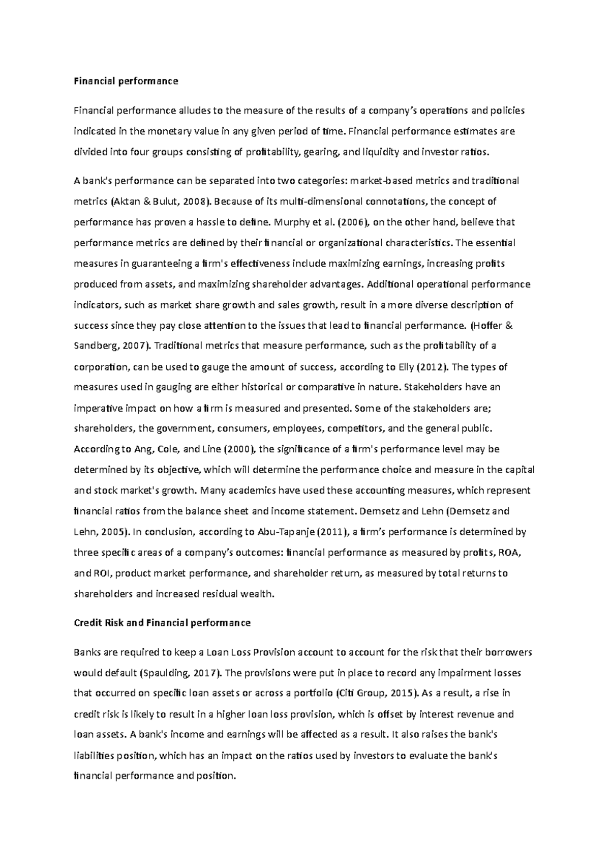 Financial performance - Financial performance Financial performance ...